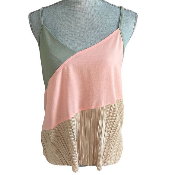Harlowe & Graham Tank Top Dressy Gold Metallic Color Block Small - Picture 1 of 5